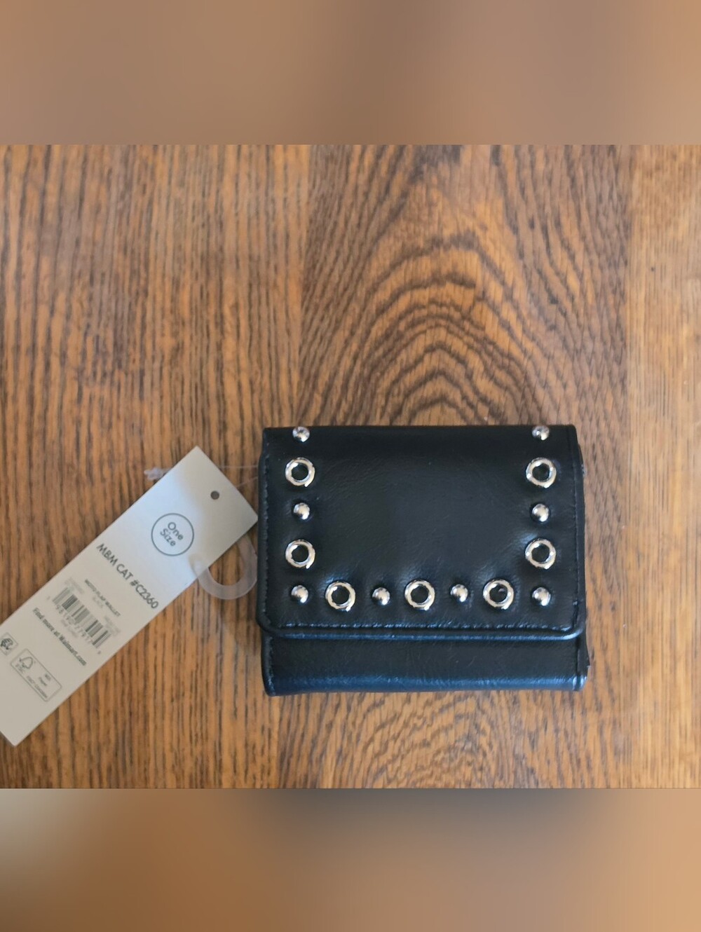 No Boundaries Women's Studded Moto Flap Wallet In Black NWT